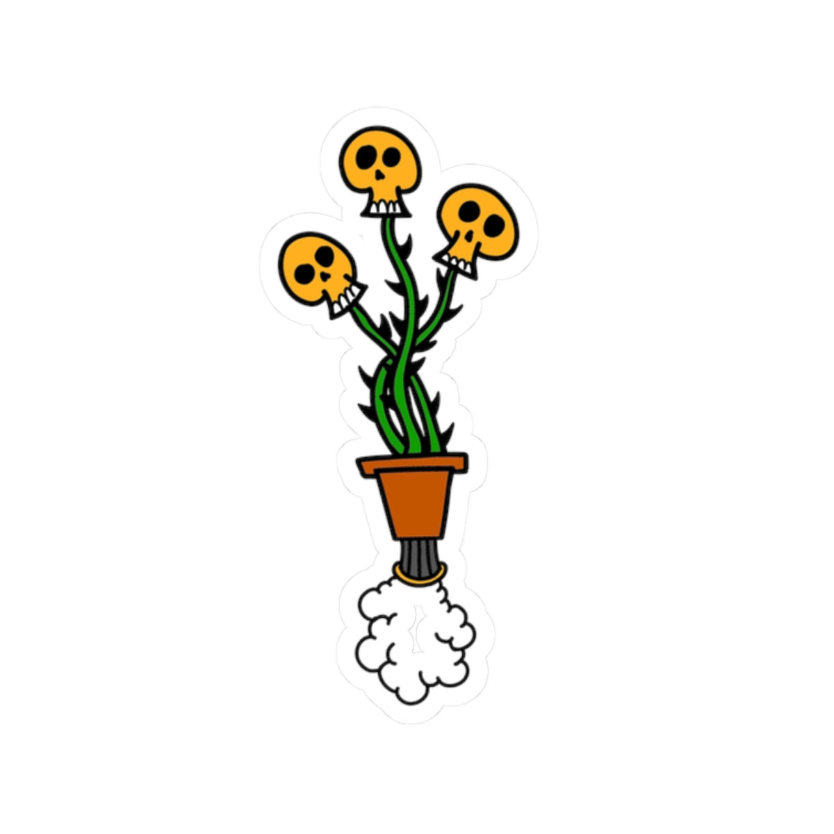 Skull Flower Pot Sticker