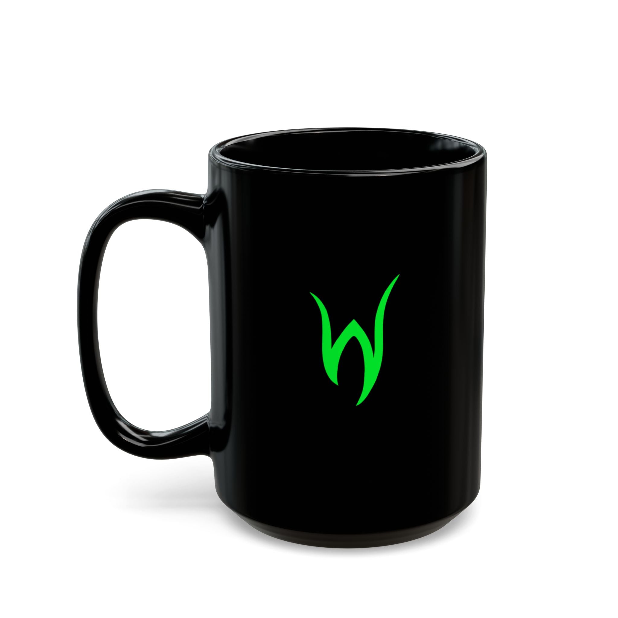 Black/Green Writhen Ceramic Mug — Classic 11oz & 15oz Coffee Cup