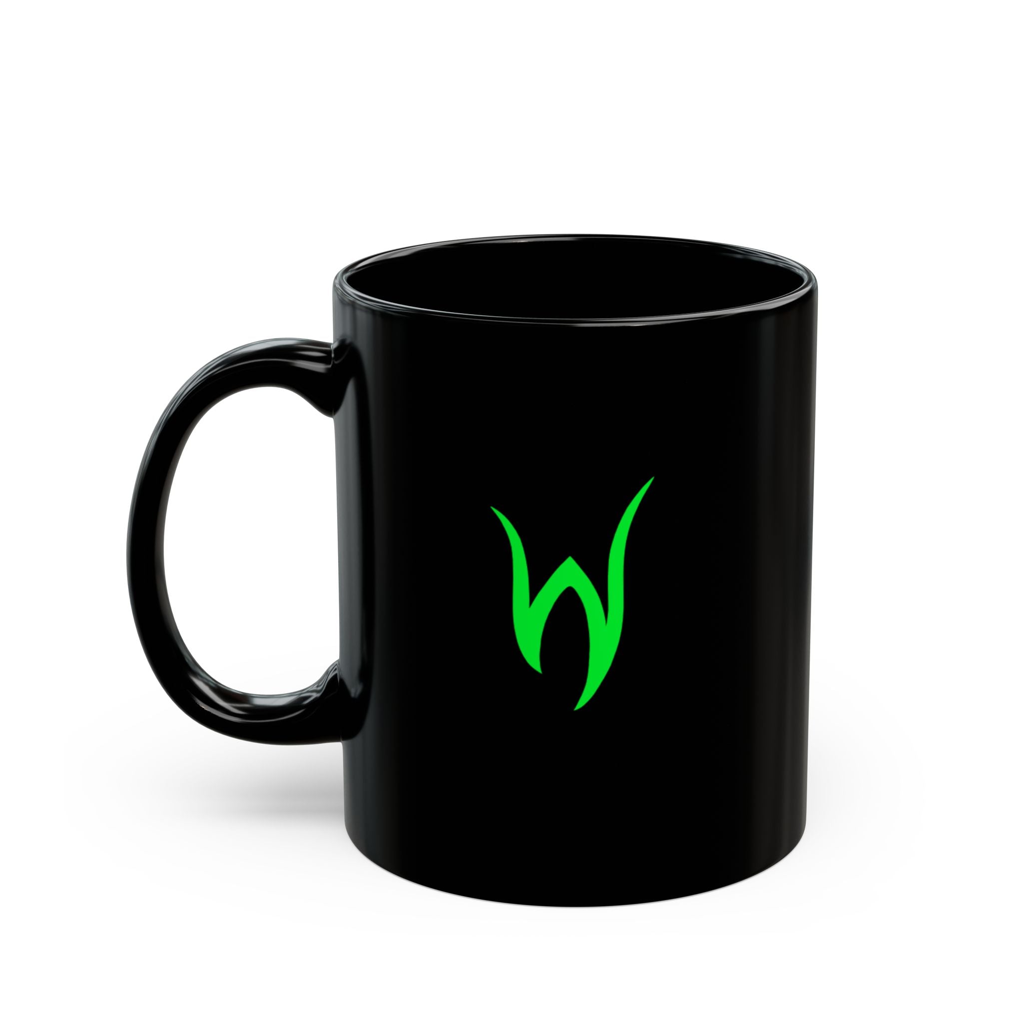 Black/Green Writhen Ceramic Mug — Classic 11oz & 15oz Coffee Cup