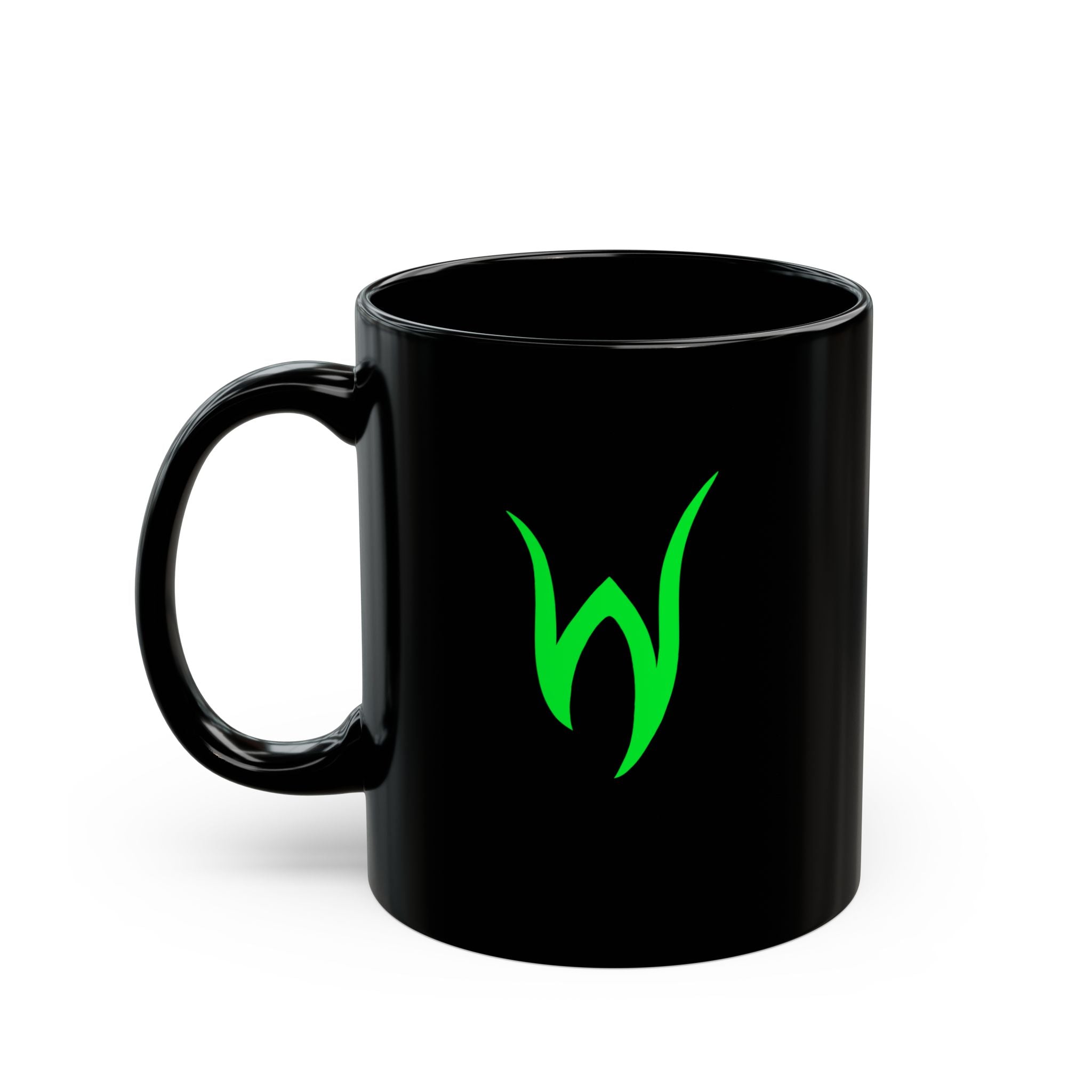 Black/Green Writhen Ceramic Mug — Classic 11oz & 15oz Coffee Cup