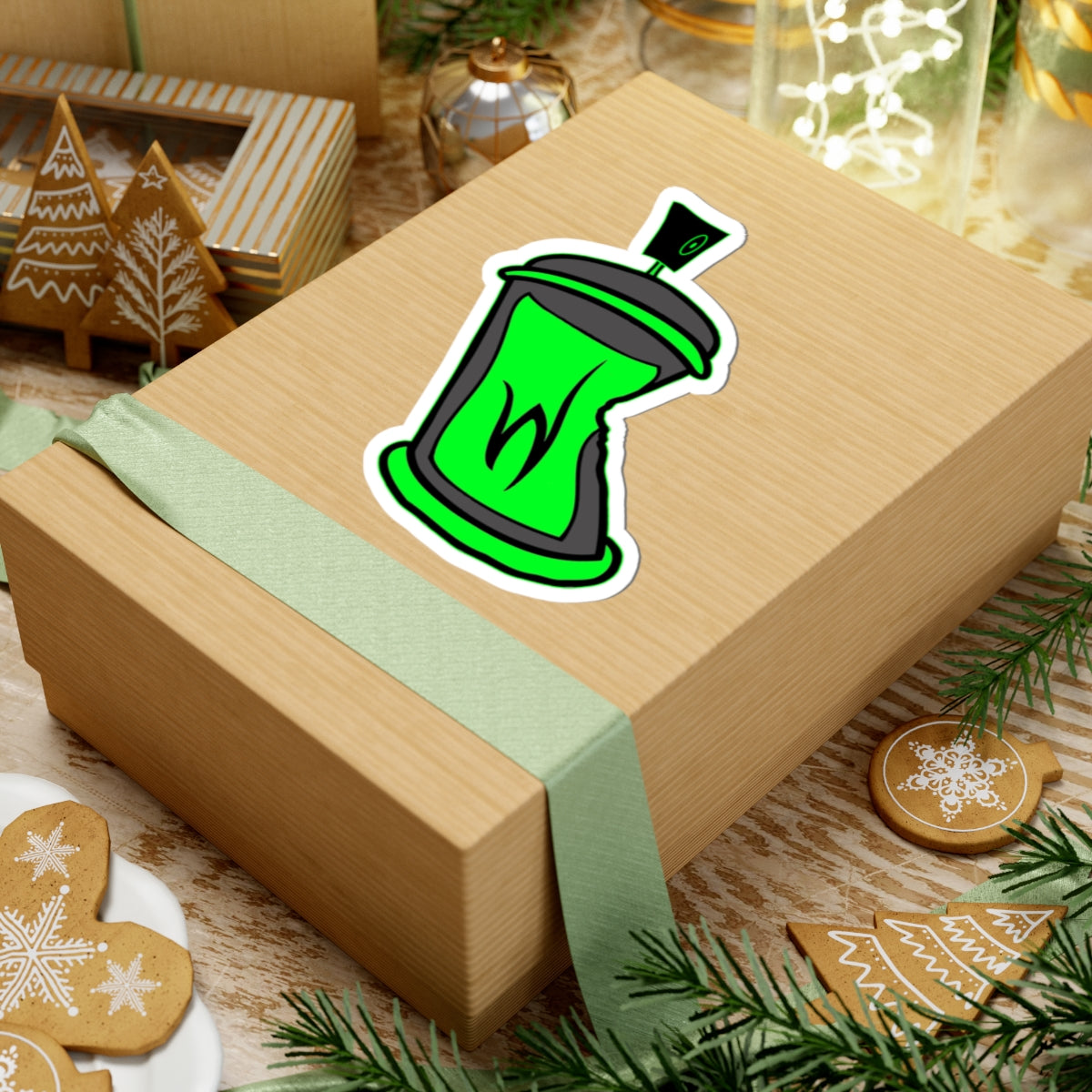 Writhen Green Spray Can Kiss-Cut Sticker