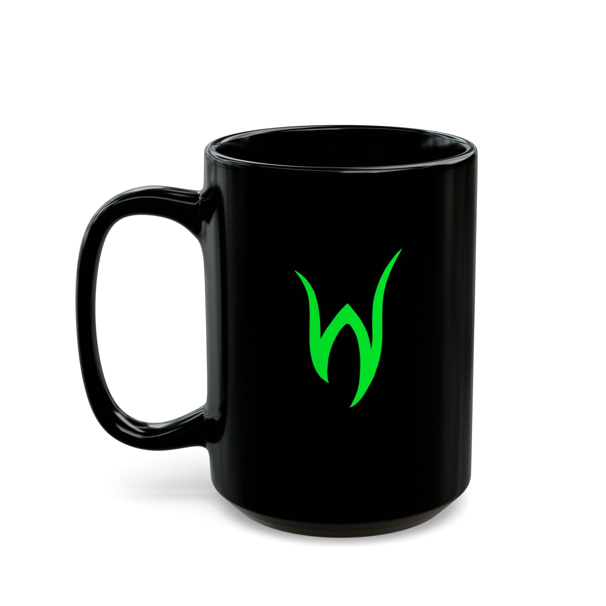 Black/Green Writhen Ceramic Mug — Classic 11oz & 15oz Coffee Cup