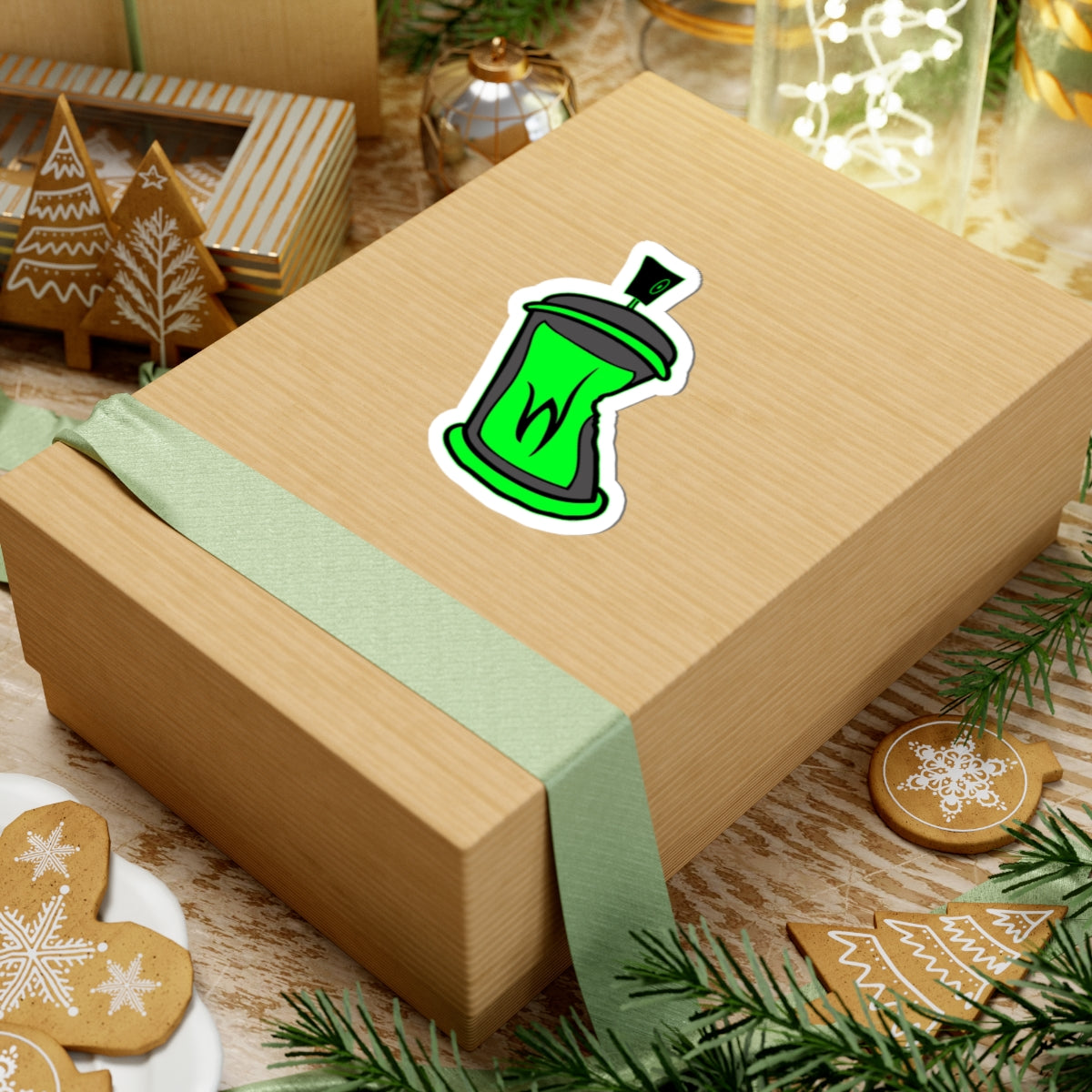 Writhen Green Spray Can Kiss-Cut Sticker