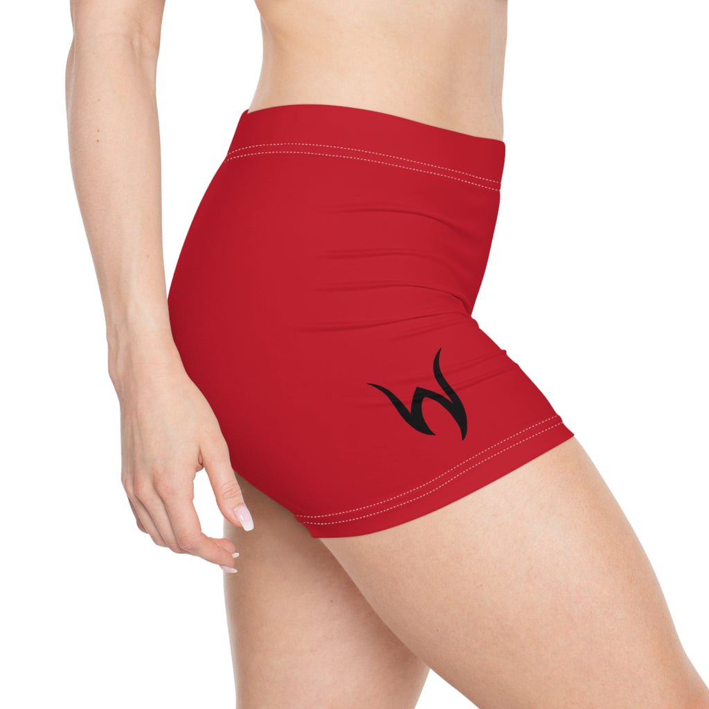 Writhen-Red Women's Athletic Shorts